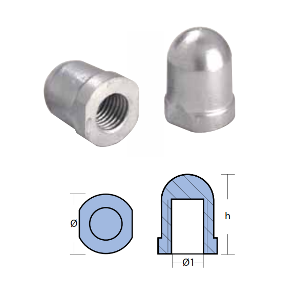 Anodo Dado per Asse Renault Marine Diametro 22-25 28-34 40